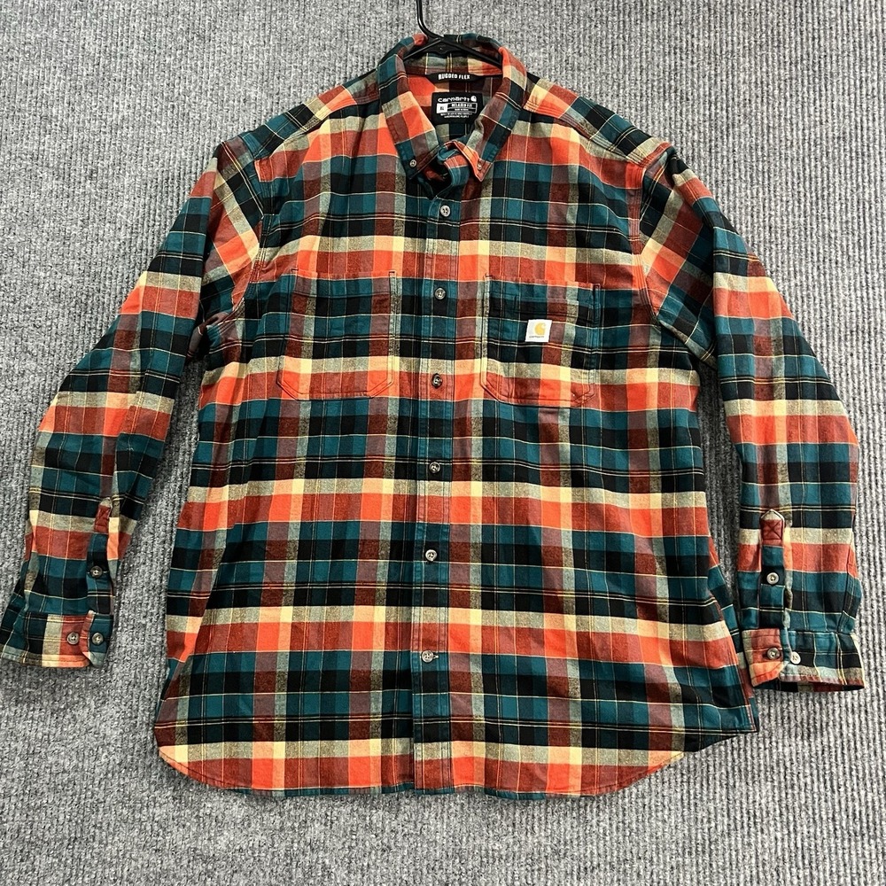 Carhartt Rugged Flex Flannel Mens XL Button Down Long Sleeve Multicolor Shirt